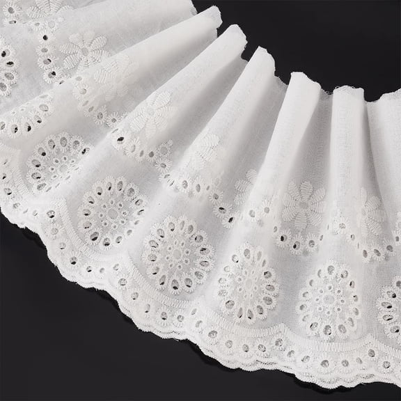 7.5 Yard Cotton Embroidered Eyelet Lace Trim 6.1inch Wide Lace Ribbon Floral Eyelet Lace Ribbon Cotton Fiber Collars for Lolita Costume Girl Dress Pet Clothes
