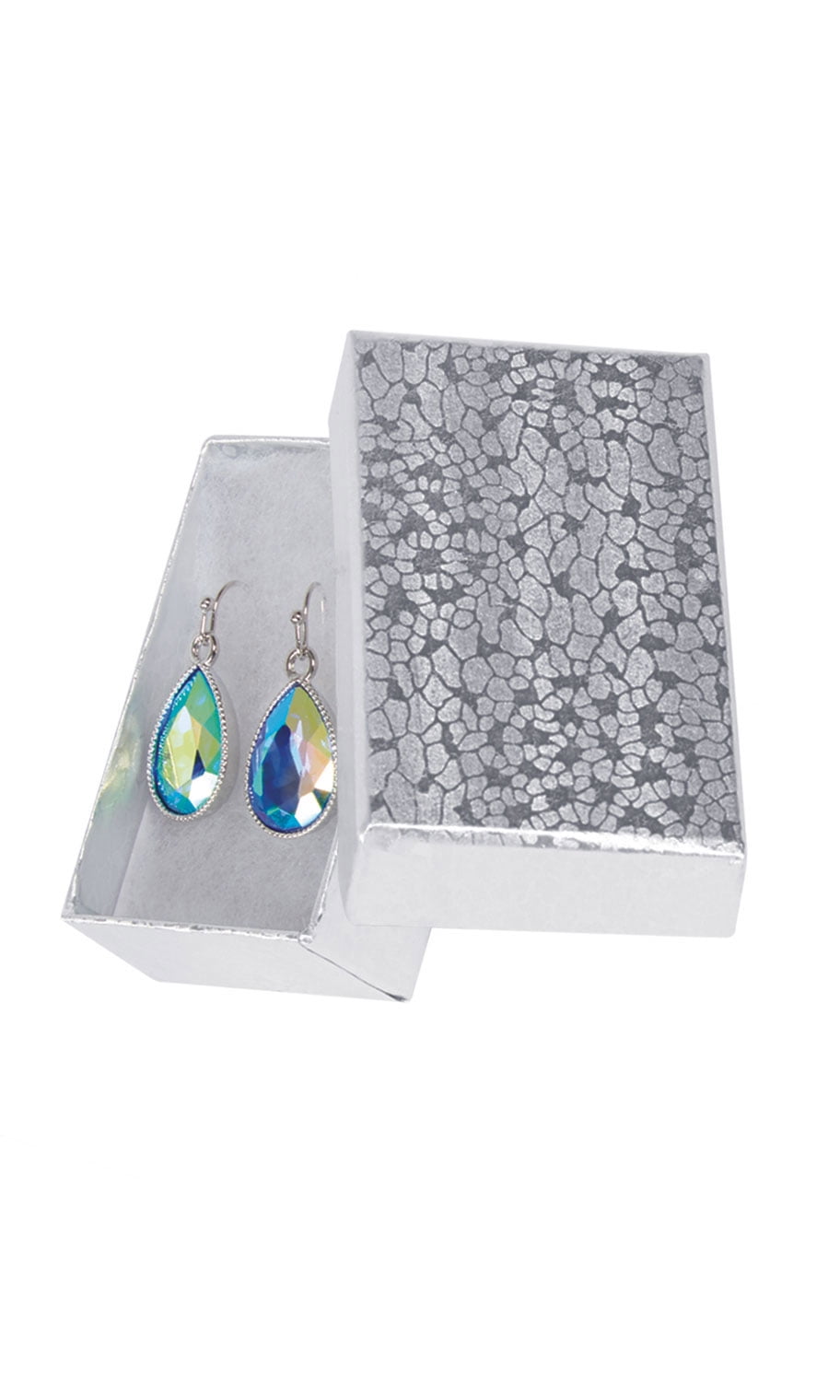 Cotton Filled Silver Embossed Jewelry Boxes 2 ½" x 1 ½" x 7/8" Case of 100