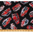 thumbnail image 1 of Cotton Fire Trucks Tossed Fire Engines Firefighters Fireman Emergency Rescue Black Cotton Fabric Print by the Yard (FIRE-CD1988-BLACK), 1 of 1