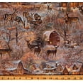 thumbnail image 1 of Cotton First Frost Cabins Barns Deer Winter Scenic Forest Woods Woodland Brown Cotton Fabric Print by the Yard (DP25381-34), 1 of 1
