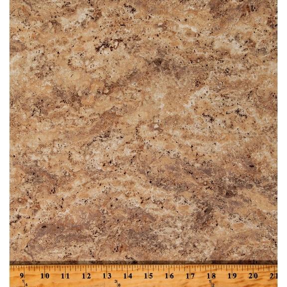 Cotton First Frost Marble Stones Rocks Landscapes Tan Cotton Fabric Print by the Yard (25386-14)