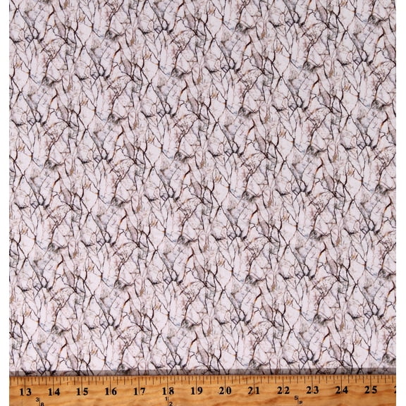Cotton First Frost Twigs Marbled Granite Stone Rocks Landscapes Cream Cotton Fabric Print by the Yard (DP25383-12)