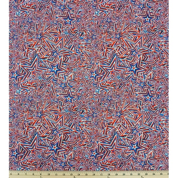 Cotton First Responders Patriotic USA Stars America Hoffman California Fabrics Red White Blue Cotton Fabric Print by the Yard (25154-209)