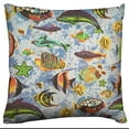 thumbnail image 1 of Cotton Fish Aquarium Animal Print Decorative Throw Pillow/Sham Cushion Cover Light Blue, 1 of 1