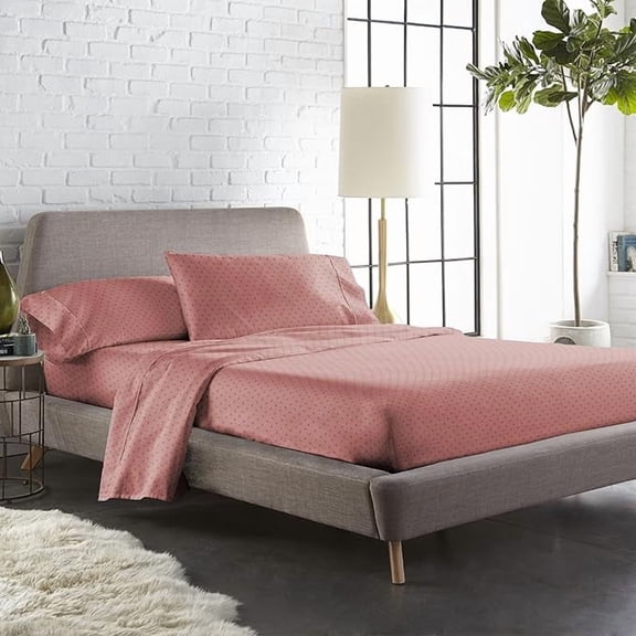 Cotton Fitted Bedsheet For Double Bed With 2 Pillow Covers - 60 X 80 Inches, Peach | Sateen Weave Queen Size Bed Sheet,12" Deep Pocket