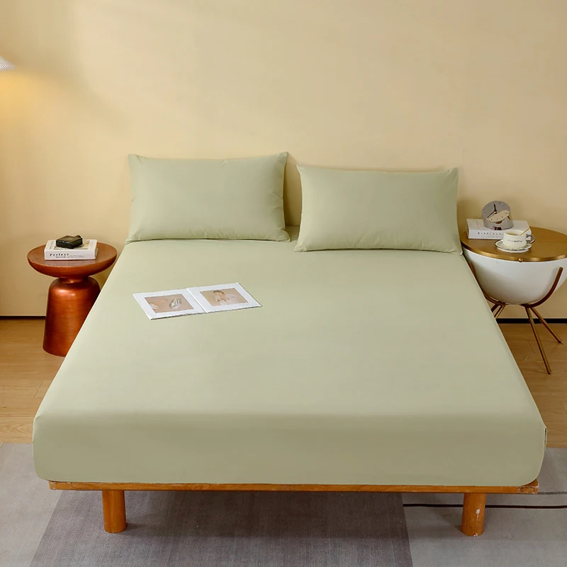 Cotton Fitted Sheet HighQuality Mattress Cover Solid Color Single