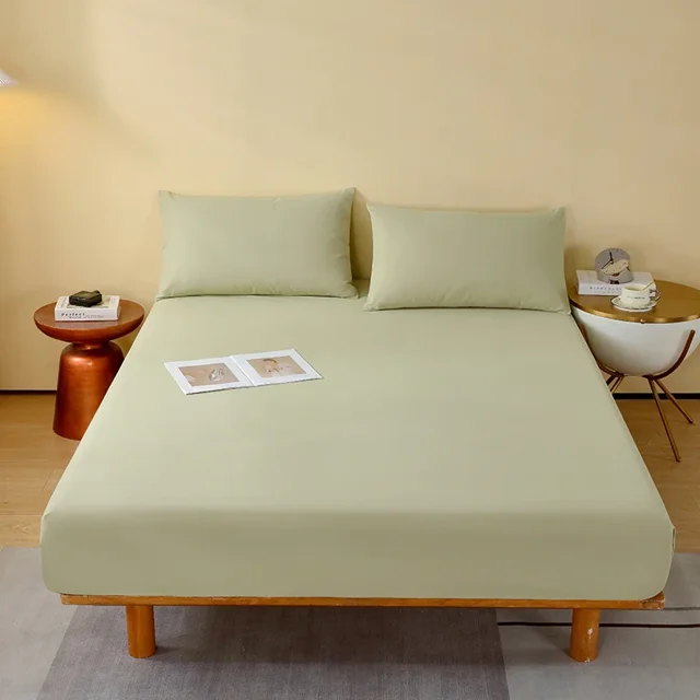 Cotton Fitted Sheet HighQuality Mattress Cover Solid Color Single
