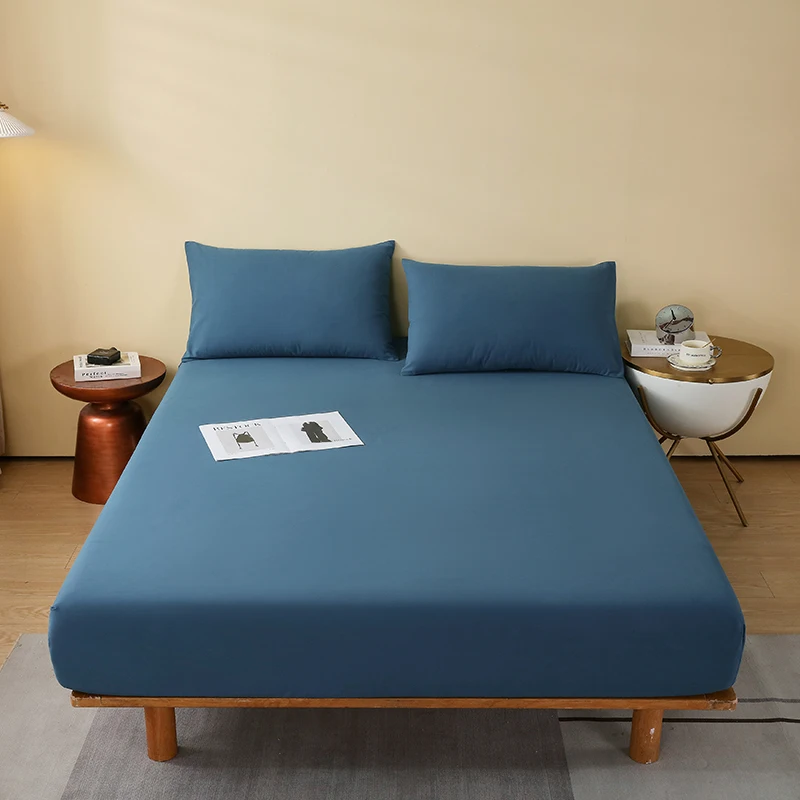 Cotton Fitted Sheet HighQuality Mattress Cover Solid Color Single