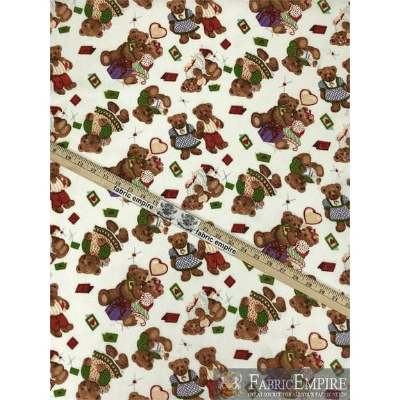 Cotton Flannel BEARS AND LOVE LETTERS Fabric / 45" Wide / Sold by the Yard