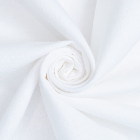 Cotton Flannel Fabric (5 oz) 100% Hypoallergenic 44/45 Inch Insulating By The Yard For Sewing Apparel, Accessories, & Décor - White (5 Yards)