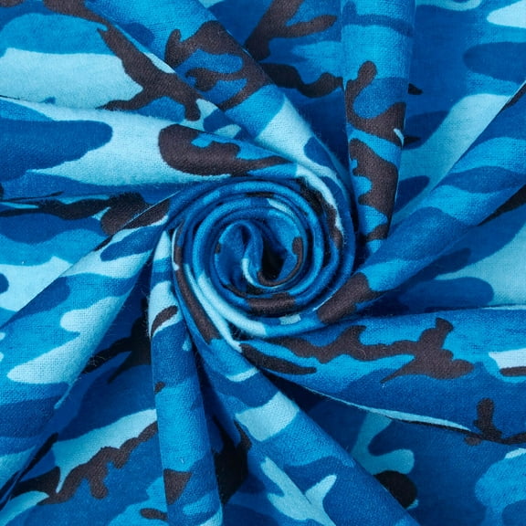 Cotton Flannel Fabric Camouflage Printed Hypoallergenic Lightweight Brushed By The Yard For Sewing Apparel, Accessories, & Décor - Turquoise (5 Yards)