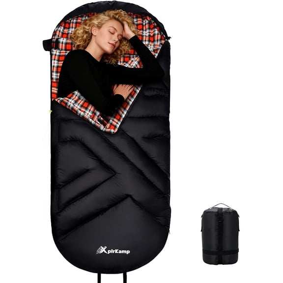 Cotton Flannel Sleeping Bag for Adults,4 Season Extra Wide Big&Tall XXL Portable Sleeping Bags for Warm Cold Weather Winter,Camping SleepingBag with Compression Sack,Hiking Backpacking,Indoor Outdoor