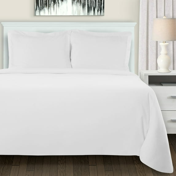 Cotton Flannel Trellis-Solid Duvet Cover Set by Blue Nile Mills, Full/Queen, White