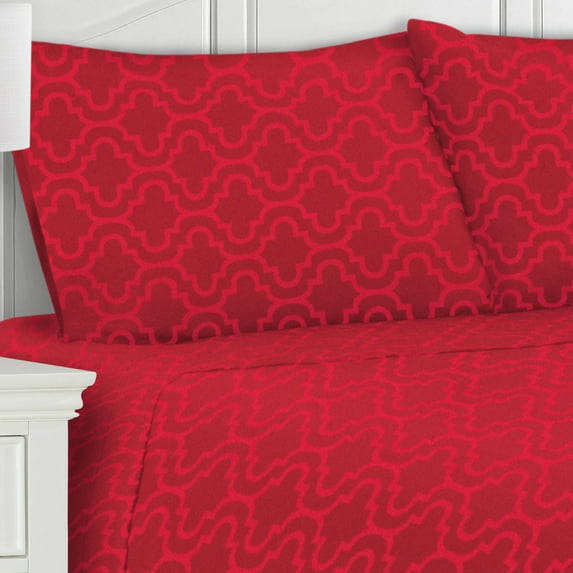Cotton Flannel Trellis or Solid 2-Piece Pillowcase Set By Blue Nile Mills, Standard, Burgundy