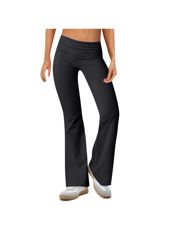 Cotton Flare Leggings for Women - Yoga Pants Women Wide Leg Flared Bell Bottom Bootcut Leggings