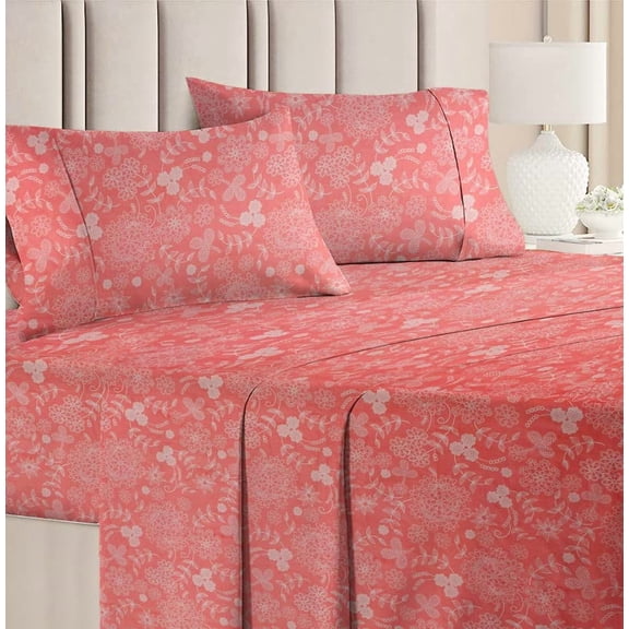 Cotton Flat Double Bedsheets With 2 King Size Pillow Covers - 90 X 100 Inches, Pastel Red | Double Bed Breathable & Wrinkle Free - Ultra Soft 200 TC Super Soft