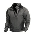 thumbnail image 1 of Cotton Fleece 1/4 Zip Pullover Sweaters for Men Comfy Warm Zipper Sweatshirts Stand Collar Long Sleeve Plain Tops (Small, Dark Gray 01), 1 of 3