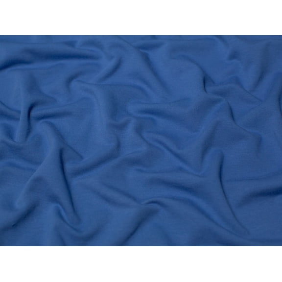 Cotton Fleece Back Sweatshirt Stretch Knit Fabric Indigo Blue - per yard