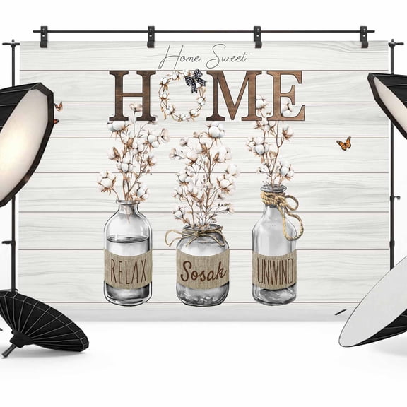 Cotton Floral Backdrop for Photoshoot, Photography Photo Studio Background Wall Backdrop, Farmhouse Botanical Wooden Grain Back Drop Banner Panel for Portraits Wedding Live Streaming Decor 7x5Ft
