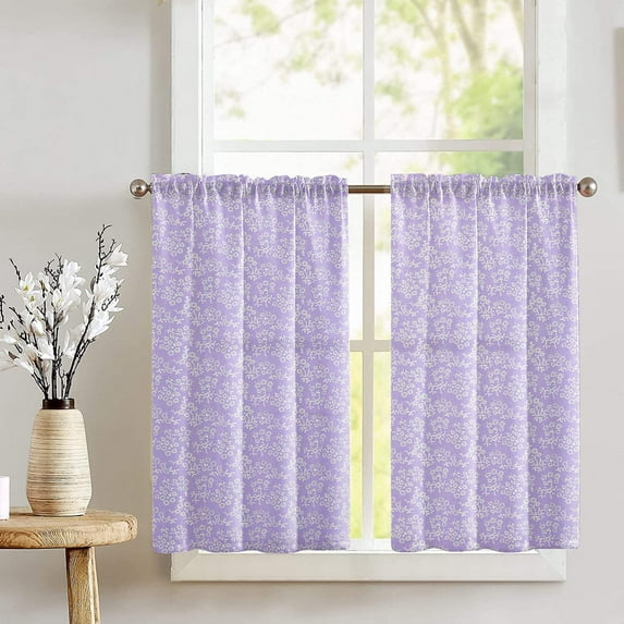 Cotton Floral Botanic Flower Pattern Print Café Tier Curtains Window Treatment Kitchen Home Décor