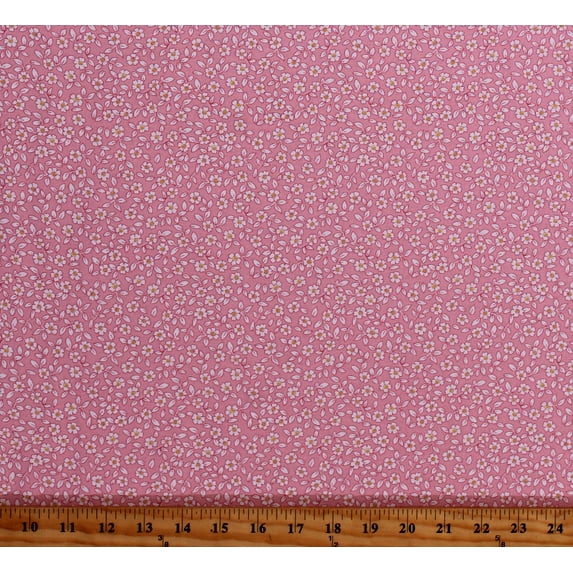 Cotton Flowers Small Scale Floral Pink 1930's Basics Historical Reproduction Depression Era Vintage-Look Cotton Fabric Print by the Yard (FLH-21220-10PINK)