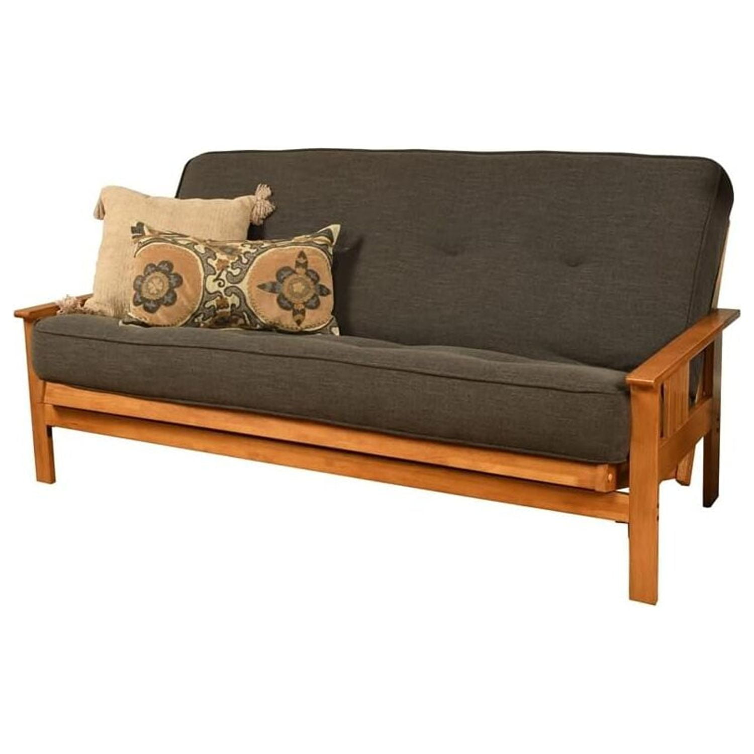 Charcoal Linen Tufted Full-Size Sleeper Futon Mattress