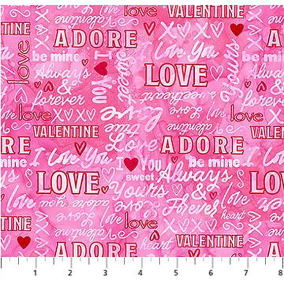 Cotton Forever Love Hearts Valentines Day Love Adore Northcott Cotton Fabric Print by the Yard (DP28673-21)