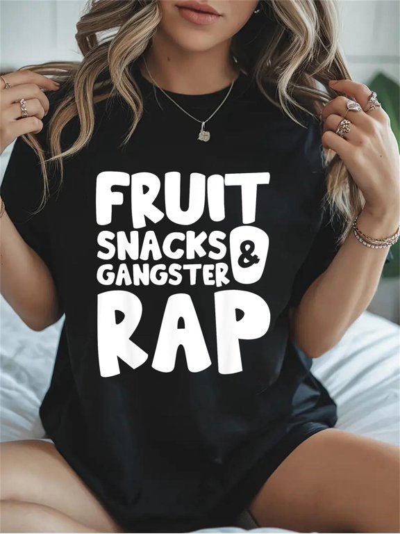 Cotton Fruit Snacks and Gangster Rap Casual Graphic Daily T-Shirt