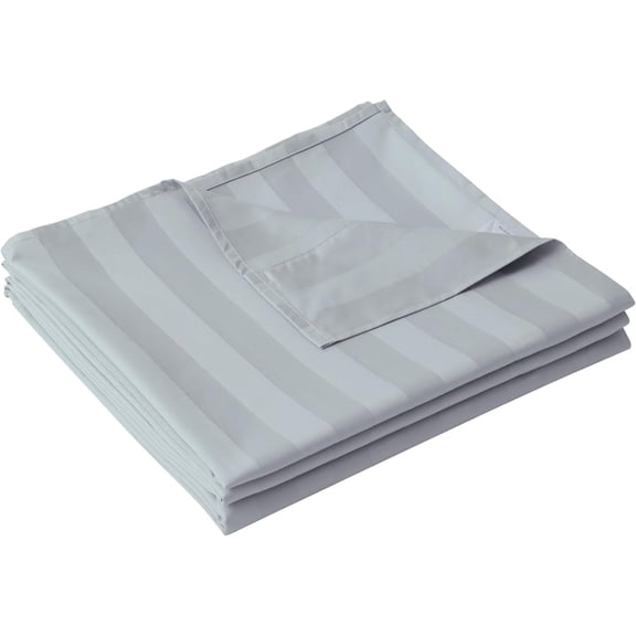 Cotton Full Flat Sheet Only, 600 Thread Count 100% Egyptian Cotton Top Sheet 1Pcs, Cool & Breathable Flat Bed Sheets Wrinkle, Fade, Stain Resistant (Grey Stripe Full)