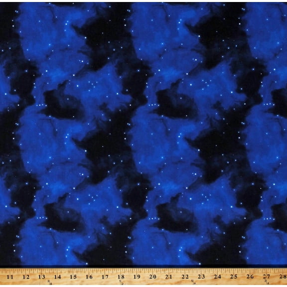 Cotton Galaxy Outer Space Stars Astronomy Night Sky Navy Blue Cotton Fabric Print by the Yard (121192)