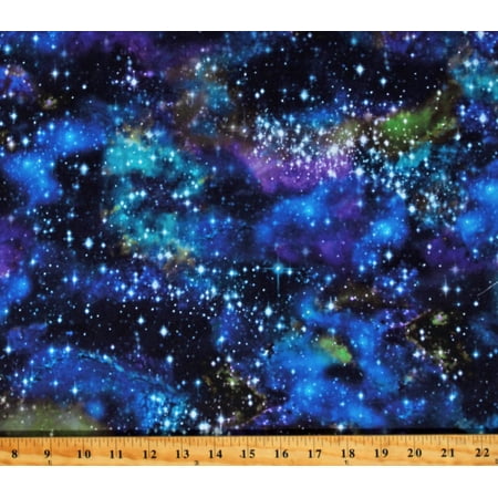 Cotton Galaxy Outer Space Stars Galaxies Stargazers Digital Blue Purple Green Cotton Fabric Print by the Yard (ADSD-18262-348STRATOSPHERE)