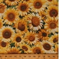 thumbnail image 1 of Cotton Garden Party Sunflowers Flowers Floral Plants Leaves Nature Yellow Cotton Fabric Print by the Yard (17274-Y), 1 of 1