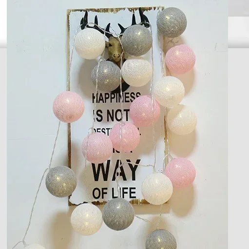 Cotton Garland Balls Lights String Christmas Easter Outdoor Hanging Party Baby Kids Room Bed Fairy Lights Decorations