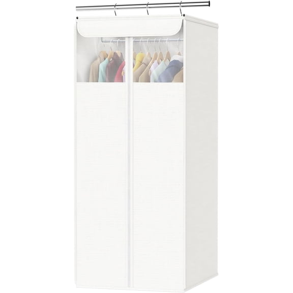 Cotton Garment Bags for Hanging Clothes, Large Clothes Bag, 40 Inch | Clear Mesh Window, Reinforced Cardboard, Easy Installation, Breathable Garment Bag for Coats, Shirts, Suits