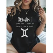 Cotton Gemini Zodiac Sign - Vintage Astrology Horoscope Birthday Casual Graphic Daily T-Shirt