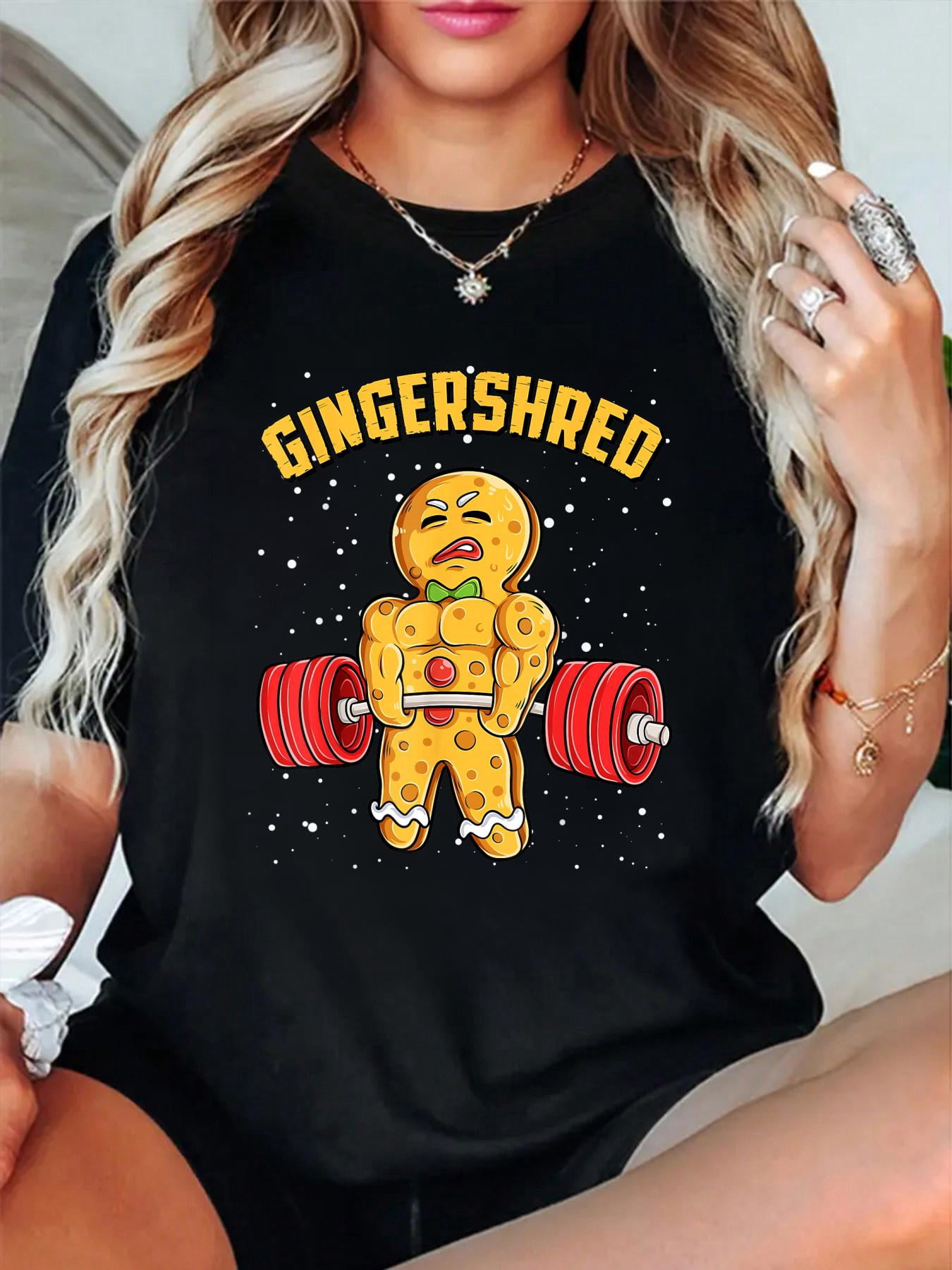 Cotton Gingershred Funny Gingerbread Man Gym Bodybuilding Christmas T ...