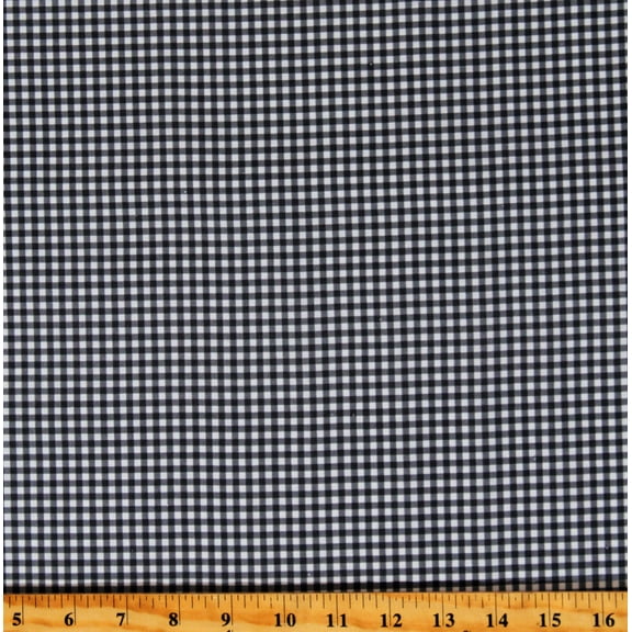 Cotton Gingham 1/8" Checks Checkered Plaid Patterned Charcoal Cotton Fabric Print by the Yard (CA61220)