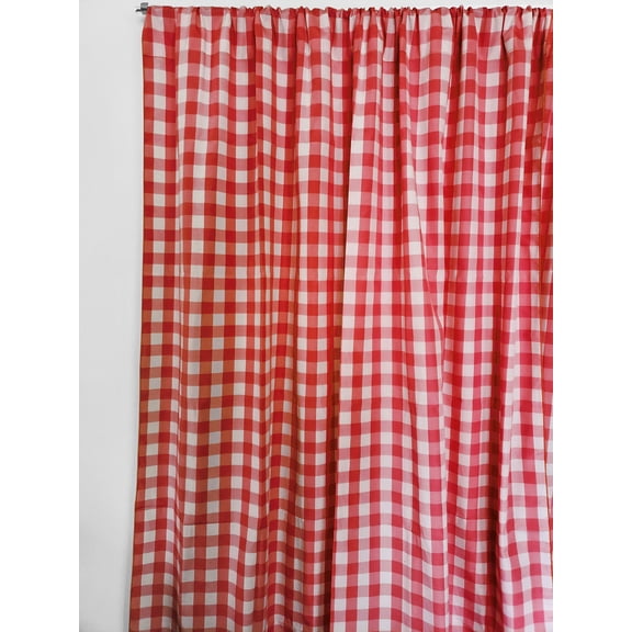 Cotton Gingham Checkered Curtain Red 58 Inch Wide