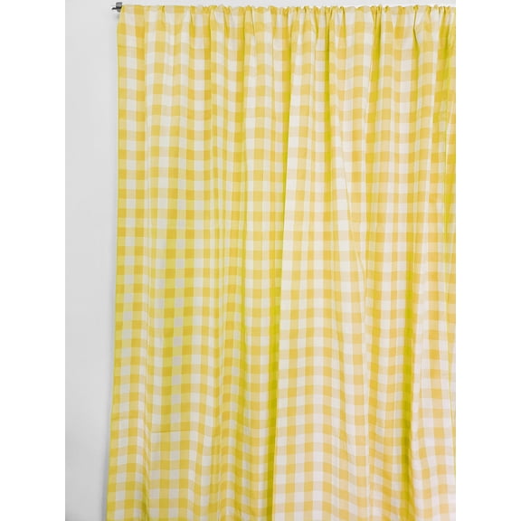Cotton Gingham Checkered Curtain Yellow 58 Inch Wide