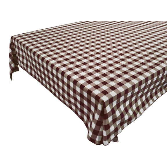 Cotton Gingham Checkered Tablecloth Brown