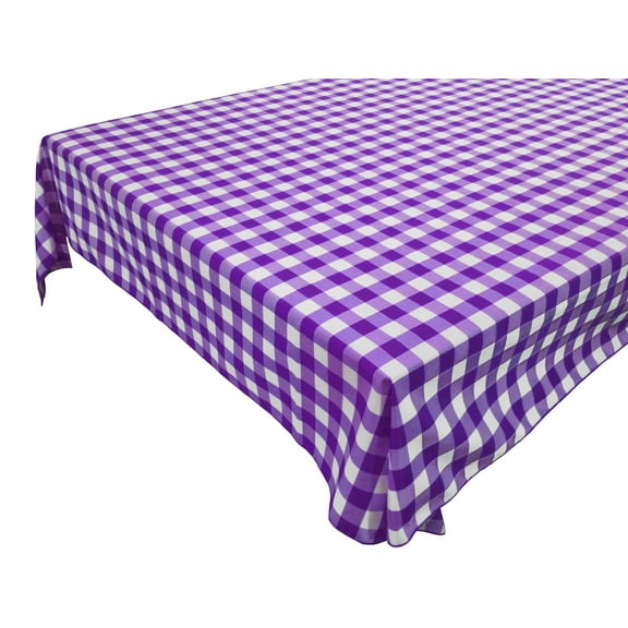 Cotton Gingham Checkered Tablecloth Purple