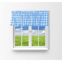 Cotton Gingham Checkered Window Valance 58" Wide Light Blue