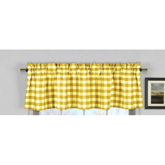 Cotton Gingham Checkered Window Valance 58" Wide Yellow