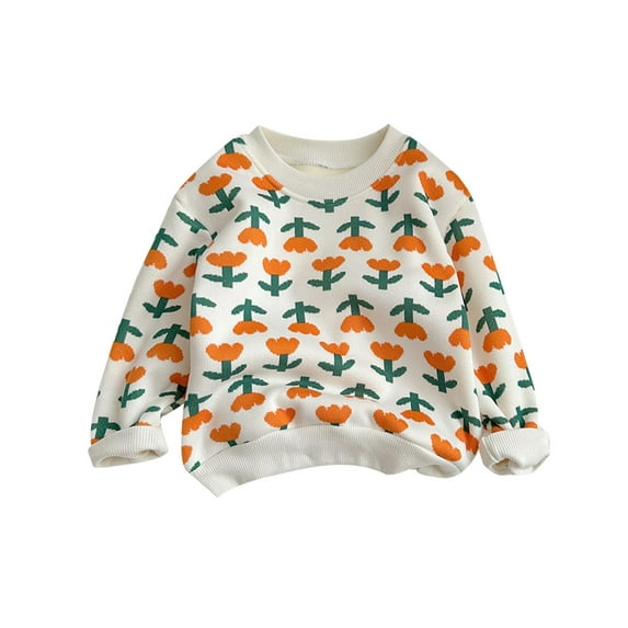 Cotton Girl Long-Sleeve Ruffle Shirts Girls Long Sleeve Tees Girls Long Sleeve Prints Shirts Cute Crewnecks Dressy Casual Blouses Clothes Sweatshirt for Boys Girls