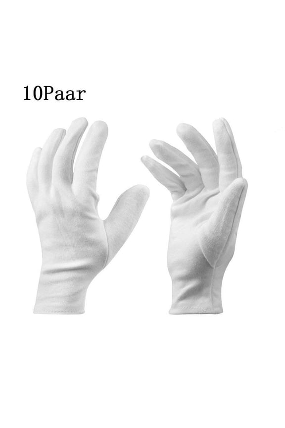 White Cotton Gloves 10 Pairs Cotton Gloves Large Cloth Gloves for Women Dry Hands