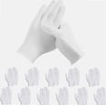 thumbnail image 1 of Cotton Gloves, 12 Pairs White Gloves for Eczema and Dry Hands - Breathable Work Glove Liners, SPA Gloves, Soft Jewelry Inspection Gloves, Stretchy Fit Cotton Cloth Gloves for Most Women, 1 of 5