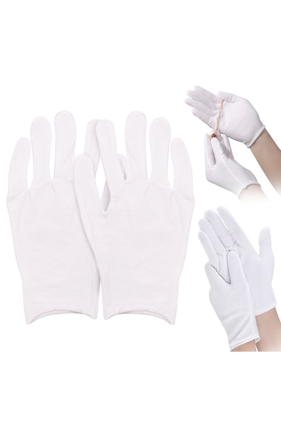 Cotton Gloves, White Cotton Gloves for Dry Hands Sleeping, Washable Stretch Material for Men and Women Eczema Moisturizing, 1 Pair, 8.26x4.4"