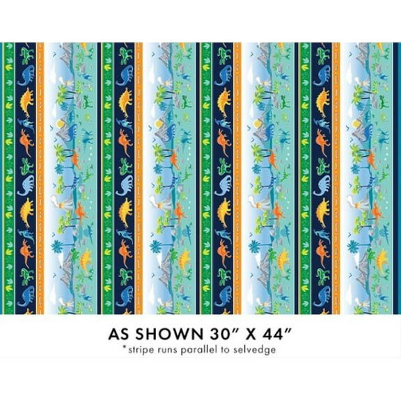 Cotton Glow-O-Saurus Dinosaurs Stripes Bones Nature Tracks Prints Benartex Multicolor Cotton Fabric Print by the Yard (12969G-99)