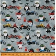 thumbnail image 1 of Cotton Gnomes Motorcycles Bikes Gas Flames Skulls with Wings Grey Cotton Fabric Print by the Yard (GAIL-CD2511-GREY), 1 of 1
