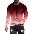 thumbnail image 1 of Cotton Gradient Color Long Sleeve Crewneck Tops for Men Plus Size Comfy Pullover 3D Print T Shirts Red,S, 1 of 6